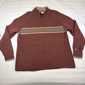 Columbia Mens XXL Quarter Zip Knit Sweater Brown Tan Pullover
